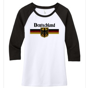 Deutschland Germany Flag Coat Of Arms Eagle Banner Women's Tri-Blend 3/4-Sleeve Raglan Shirt