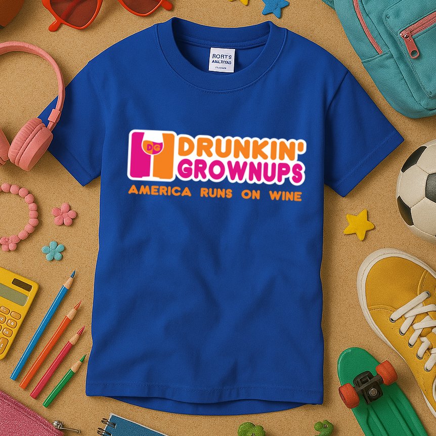 Drunken Grownups Funny Wine Gift Ing Funny Gift Kids T-Shirt