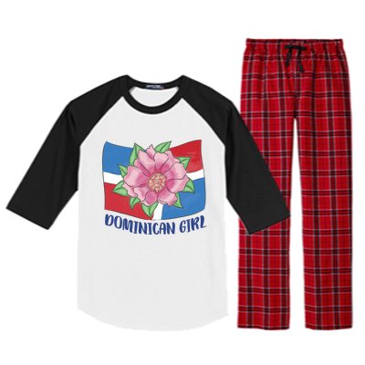 Dominican Girl Flag Raglan Sleeve Pajama Set