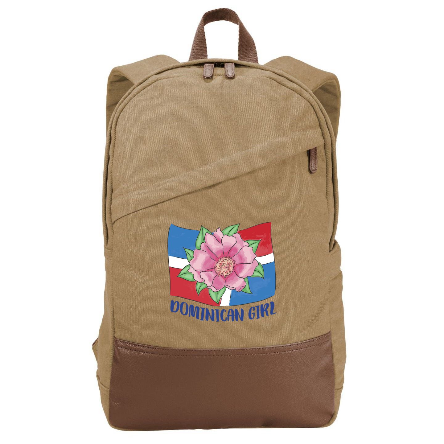 Dominican Girl Flag Cotton Canvas Backpack