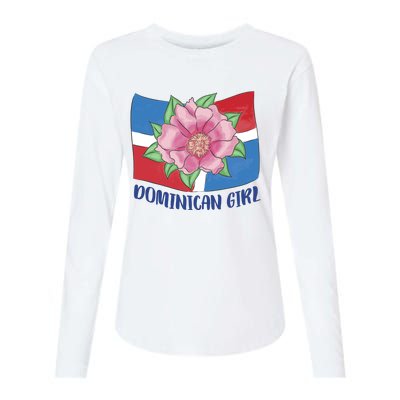 Dominican Girl Flag Womens Cotton Relaxed Long Sleeve T-Shirt