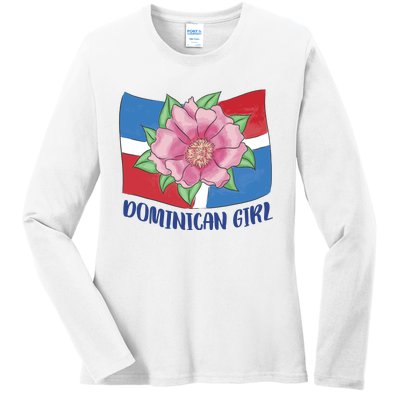 Dominican Girl Flag Ladies Long Sleeve Shirt