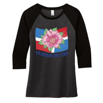 Dominican Girl Flag Women's Tri-Blend 3/4-Sleeve Raglan Shirt