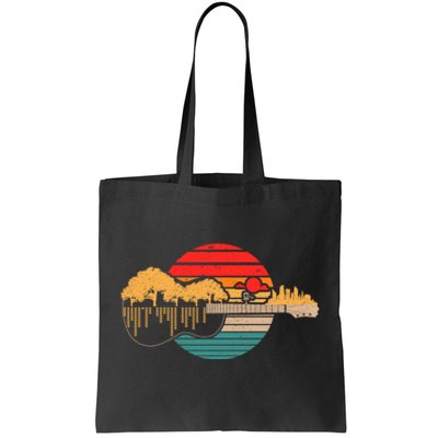 Disc Golf Flying Disc Disc Golf Sunset Guitar Tote Bag