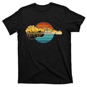 Disc Golf Flying Disc Golf Sunset Retro Guitar T-Shirt