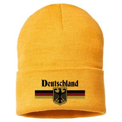Deutschland Germany Flag Coat Of Arms Eagle Banner Vintage Sustainable Knit Beanie