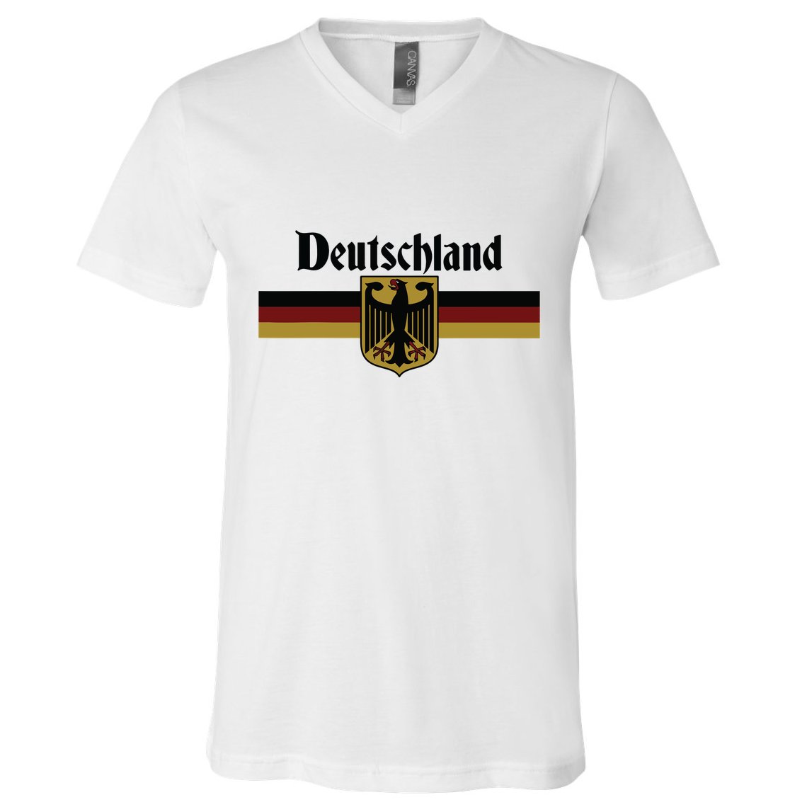 Deutschland Germany Flag Coat Of Arms Eagle Banner Vintage V-Neck T-Shirt