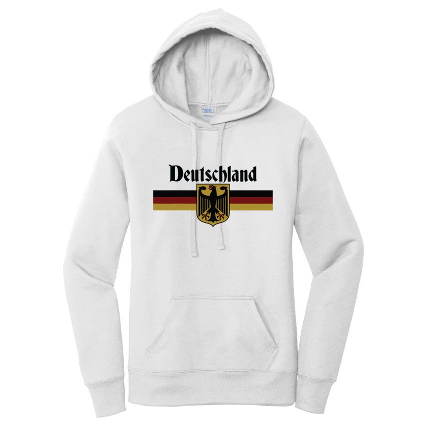 Deutschland Germany Flag Coat Of Arms Eagle Banner Vintage Women's Pullover Hoodie
