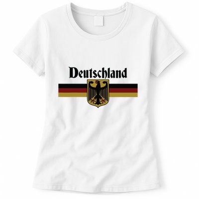 Deutschland Germany Flag Coat Of Arms Eagle Banner Vintage Womens T-Shirt