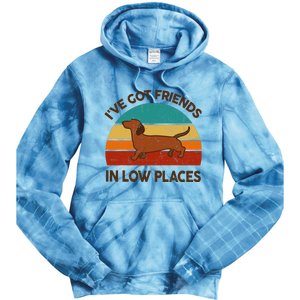 Dachshund Got Friends Low Places Funny WeinerDog Gift Tie Dye Hoodie