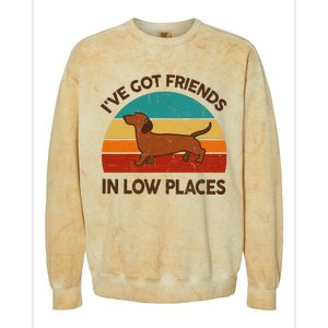 Dachshund Got Friends Low Places Funny WeinerDog Gift Colorblast Crewneck Sweatshirt