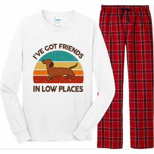 Dachshund Got Friends Low Places Funny WeinerDog Gift Long Sleeve Pajama Set