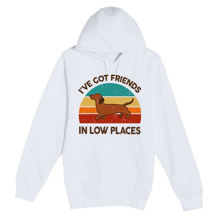 Dachshund Got Friends Low Places Funny WeinerDog Gift Premium Pullover Hoodie