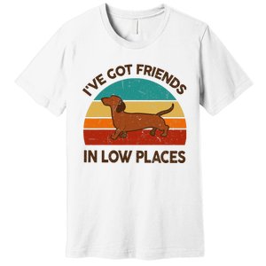 Dachshund Got Friends Low Places Funny WeinerDog Gift Premium T-Shirt