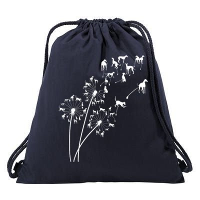 Dandelion Greyhound Flower Floral Greyhound Tree Drawstring Bag