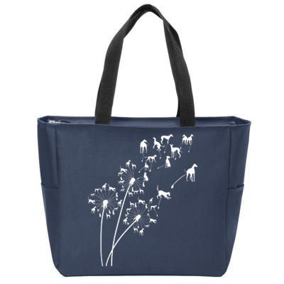 Dandelion Greyhound Flower Floral Greyhound Tree Zip Tote Bag