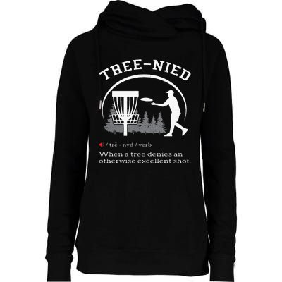 Disc Golf Funny Stupid Tree Treenied II Womens Funnel Neck Pullover Hood