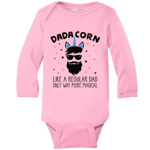 Dadacorn Gift Father's Day Daddy Beard Graphic Dad Unicorn Baby Long Sleeve Bodysuit