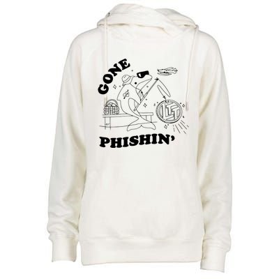 Dolphins Gone Fishin Womens Funnel Neck Pullover Hood