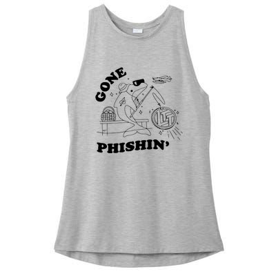 Dolphins Gone Fishin Ladies PosiCharge Tri-Blend Wicking Tank