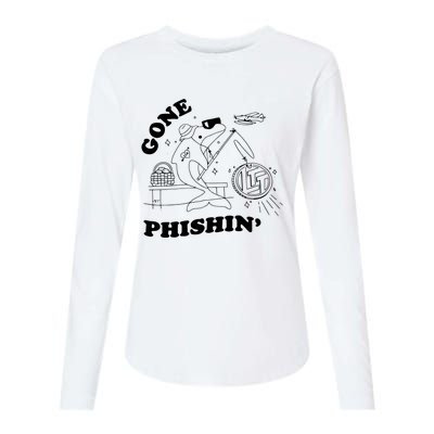 Dolphins Gone Fishin Womens Cotton Relaxed Long Sleeve T-Shirt