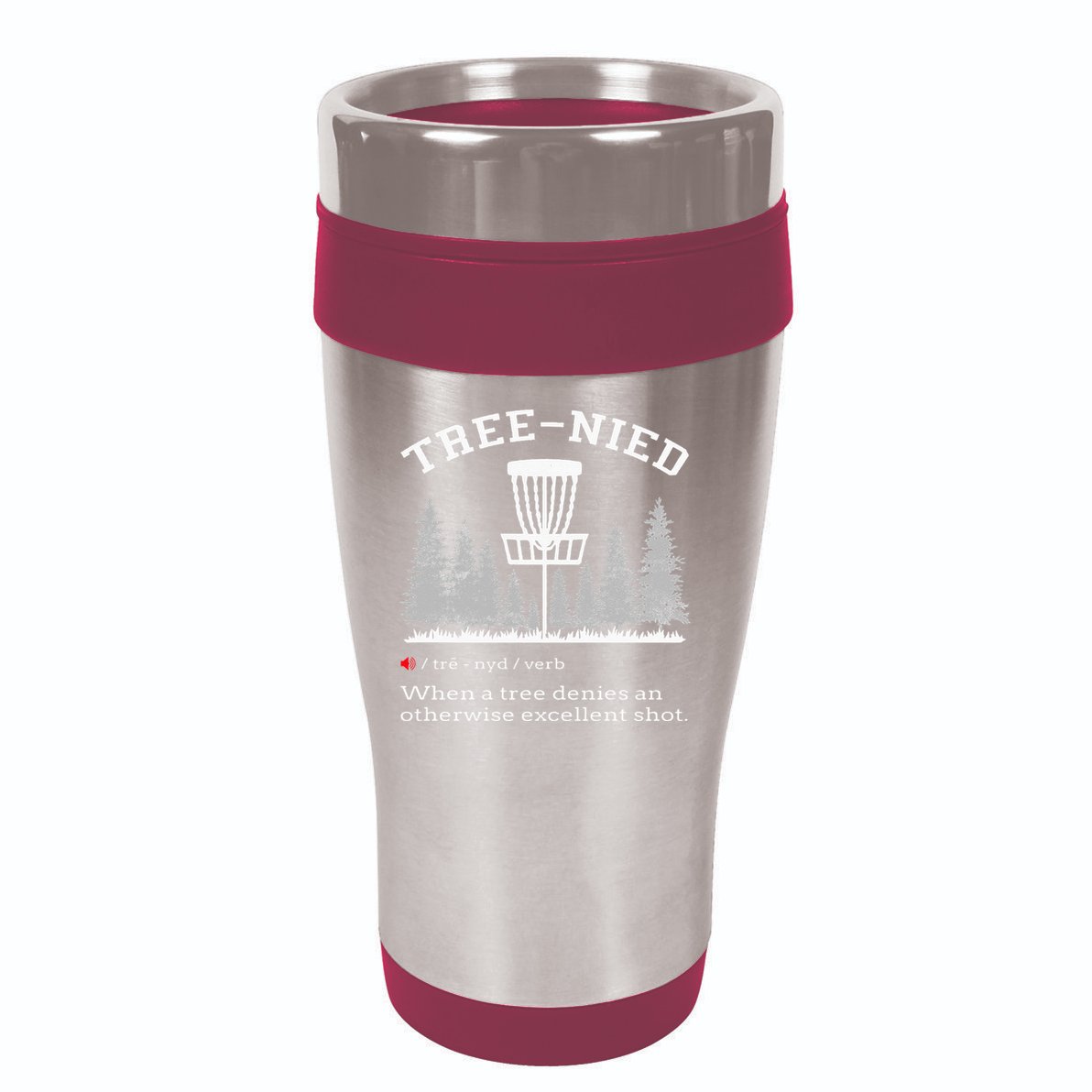 Disc Golf Funny Stupid Tree Treenied IV 16oz Travel Tumbler