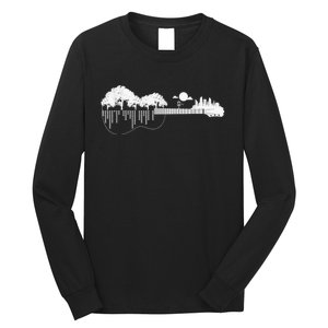 Disc Golf Flying Disc - Disc Golf Sunset Guitar Long Sleeve Shirt