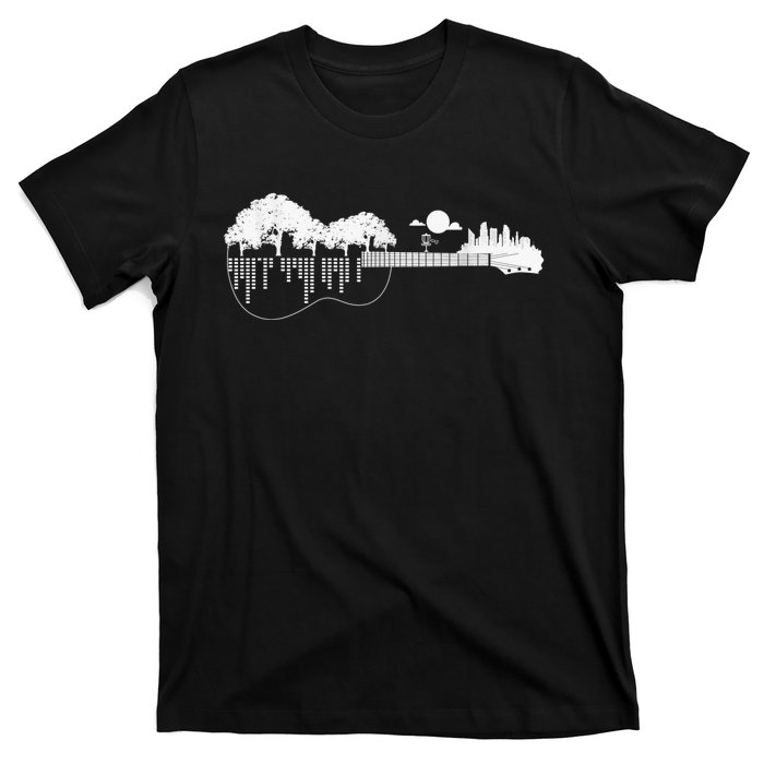 Disc Golf Flying Disc - Disc Golf Sunset Guitar T-Shirt