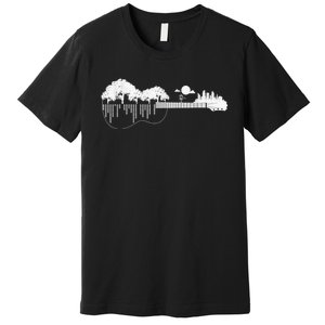 Disc Golf Flying Disc - Disc Golf Sunset Guitar Premium T-Shirt