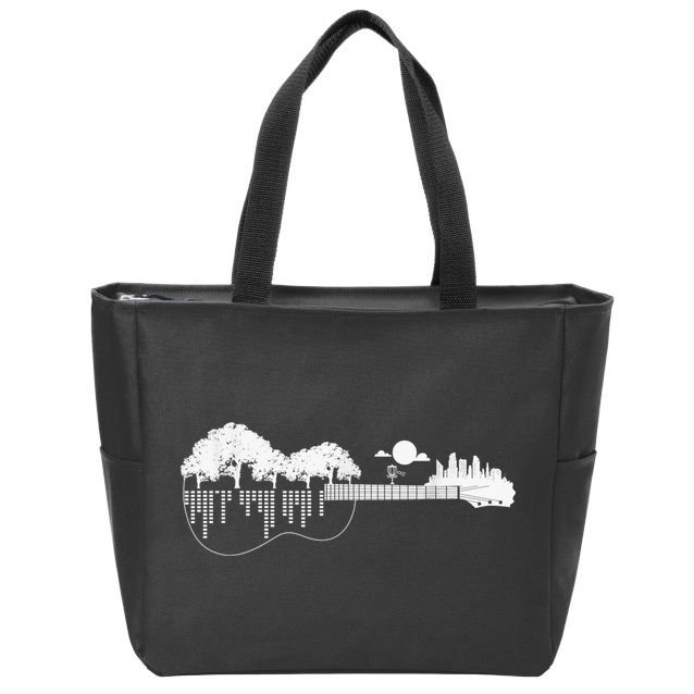 Disc Golf Flying Disc - Disc Golf Sunset Guitar Zip Tote Bag