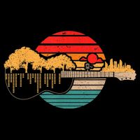 Disc Golf Flying Disc - Disc Golf Sunset Guitar Cooling Performance Crew T-Shirt
