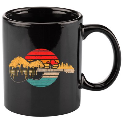 Disc Golf Flying Disc - Disc Golf Sunset Guitar 11oz C Handle Ceramic Mug