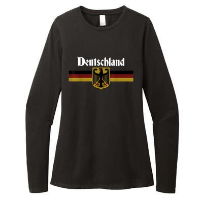 DEUTSCHLAND Germany Flag Coat of Arms Eagle Banner Vintage Womens CVC Long Sleeve Shirt