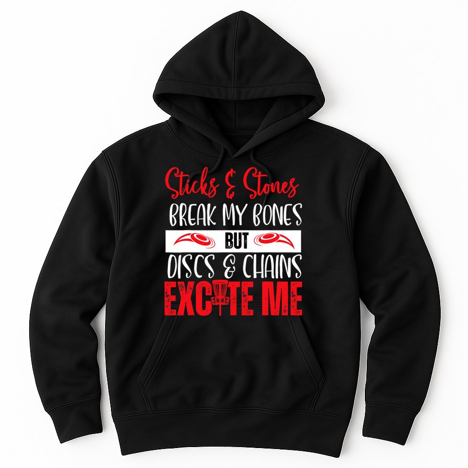 Disc Golf Funny Discs & Chains Excite Me Red Hoodie