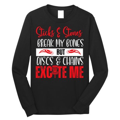 Disc Golf Funny Discs & Chains Excite Me Red Long Sleeve Shirt