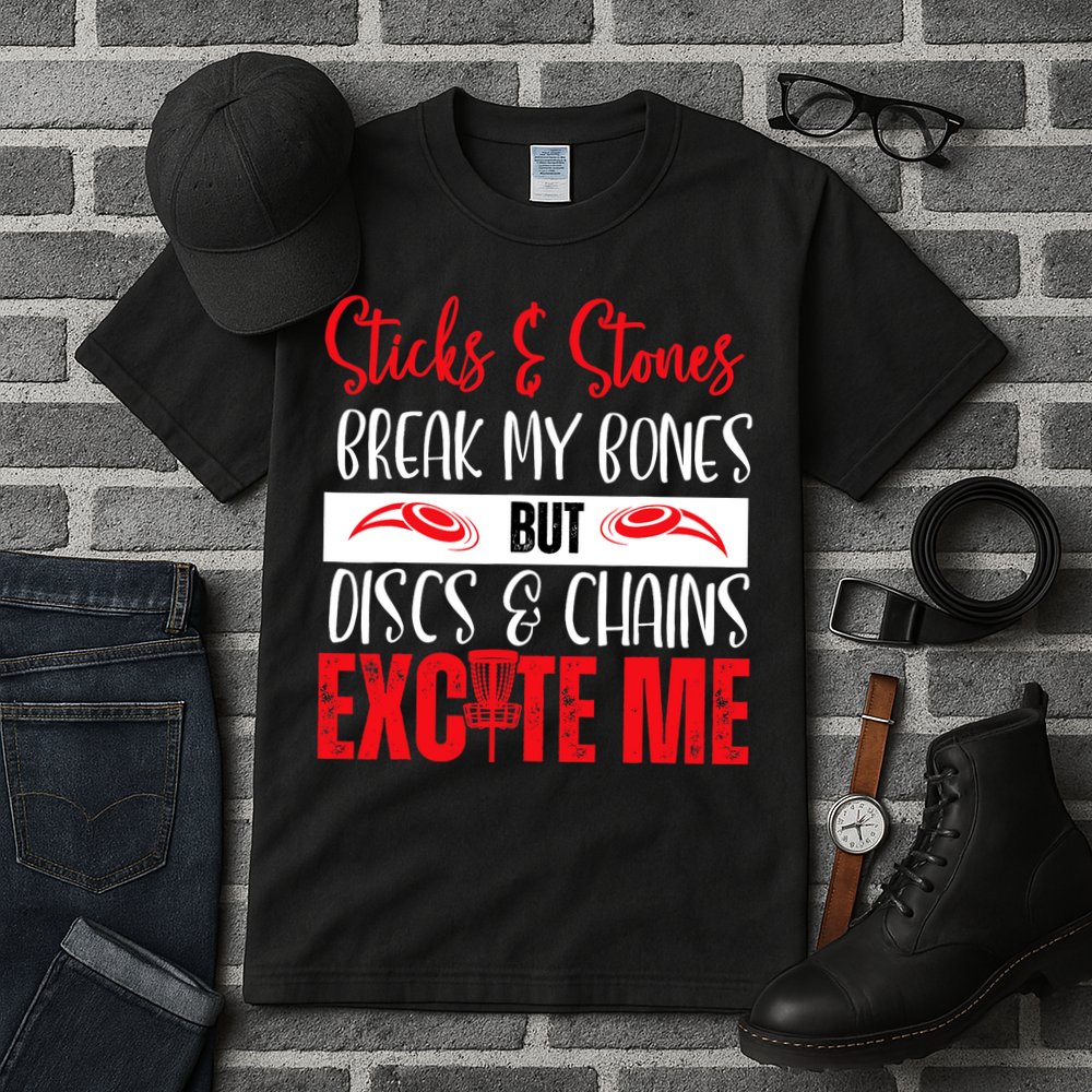 Disc Golf Funny Discs & Chains Excite Me Red Tall T-Shirt