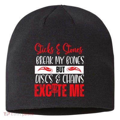 Disc Golf Funny Discs & Chains Excite Me Red Sustainable Beanie