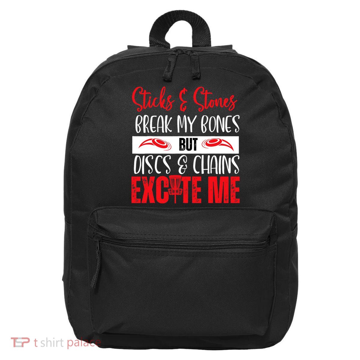 Disc Golf Funny Discs & Chains Excite Me Red 16 in Basic Backpack