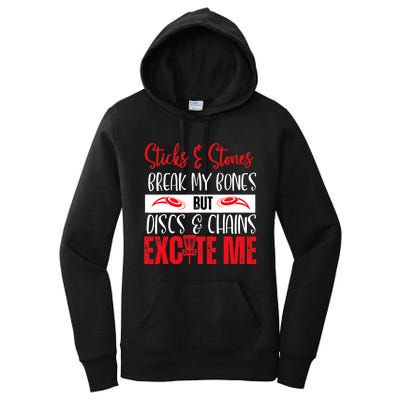 Disc Golf Funny Discs & Chains Excite Me Red Women's Pullover Hoodie