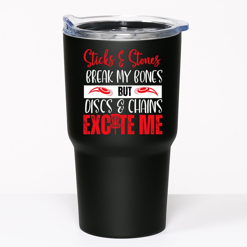 Disc Golf Funny Discs & Chains Excite Me Red Tumbler