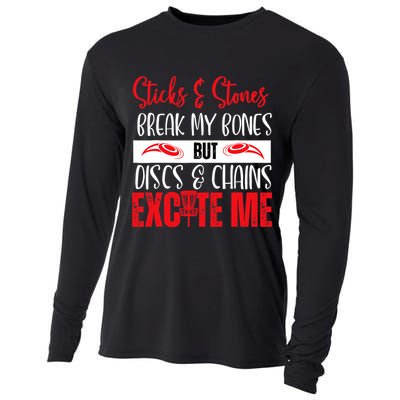 Disc Golf Funny Discs & Chains Excite Me Red Cooling Performance Long Sleeve Crew