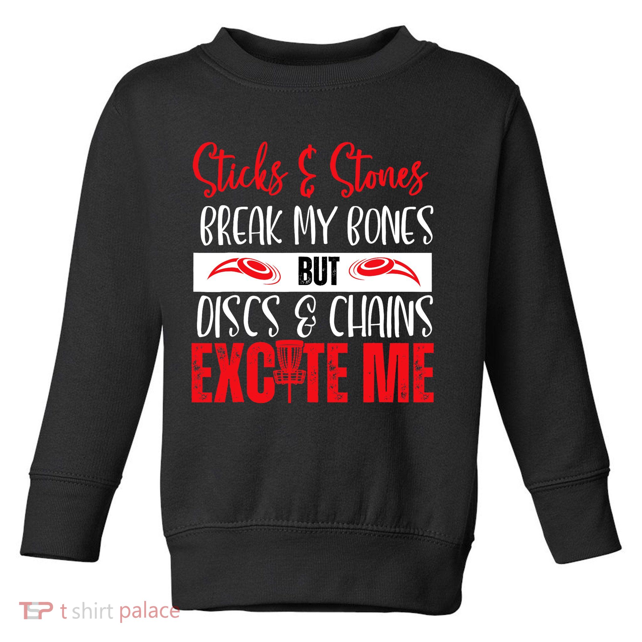 Disc Golf Funny Discs & Chains Excite Me Red Toddler Sweatshirt