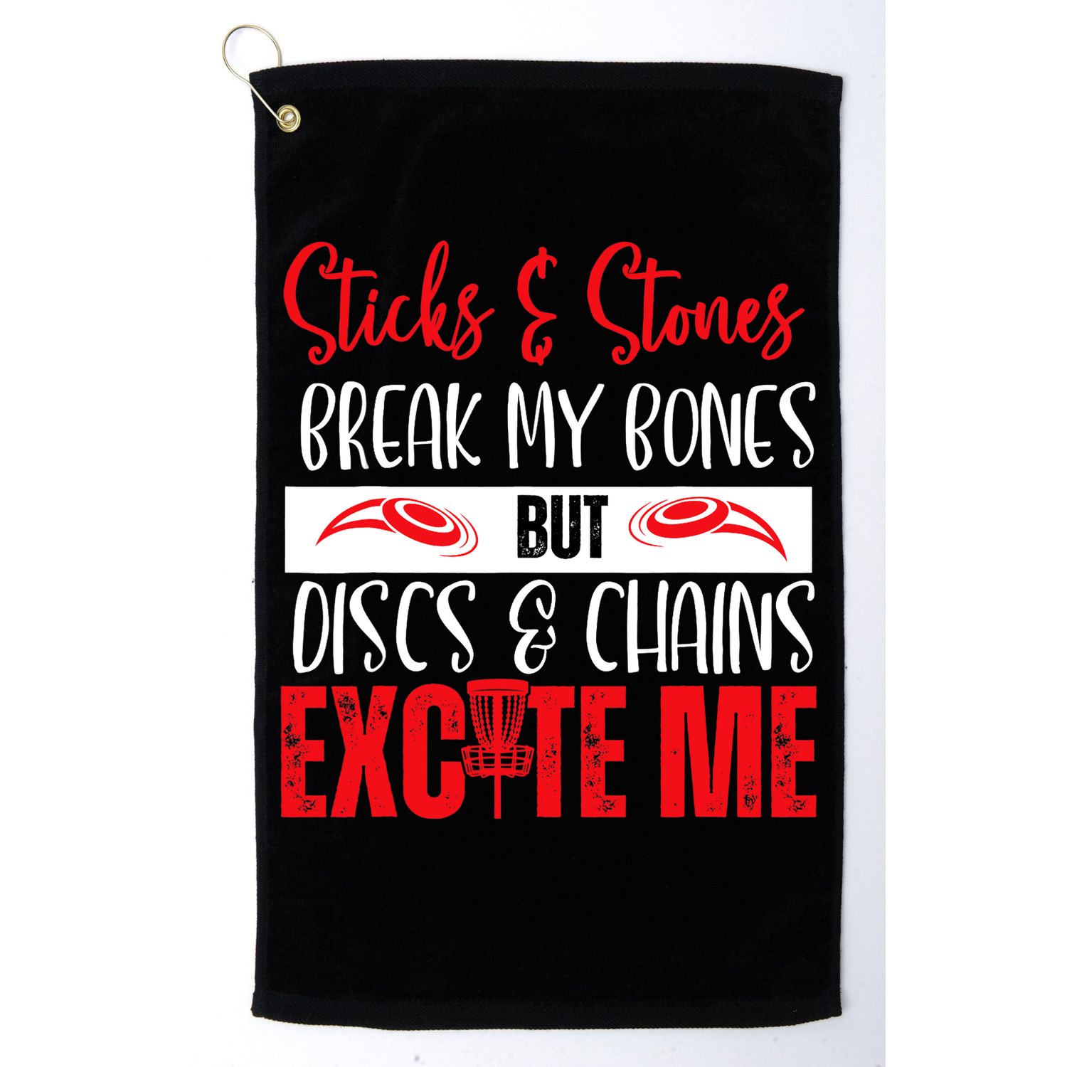 Disc Golf Funny Discs & Chains Excite Me Red Golf Towel