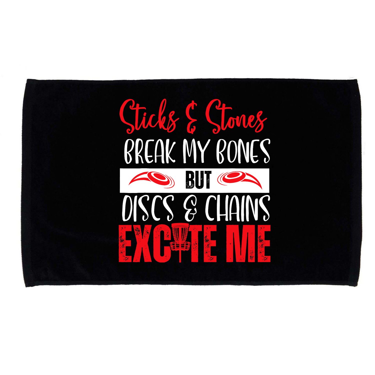 Disc Golf Funny Discs & Chains Excite Me Red Microfiber Hand Towel