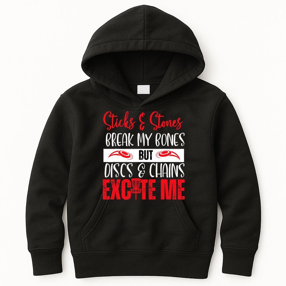 Disc Golf Funny Discs & Chains Excite Me Red Kids Hoodie