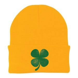 Distressed Green Four Leaf Clover Saint Patrick's Day Lover Knit Cap Winter Beanie