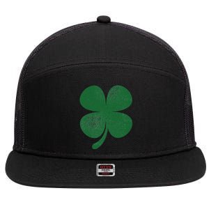 Distressed Green Four Leaf Clover Saint Patrick's Day Lover 7 Panel Mesh Trucker Snapback Hat