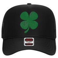 Distressed Green Four Leaf Clover Saint Patrick's Day Lover High Crown Mesh Back Trucker Hat