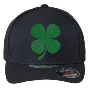 Distressed Green Four Leaf Clover Saint Patrick's Day Lover Flexfit Unipanel Trucker Cap