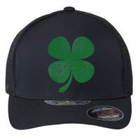 Distressed Green Four Leaf Clover Saint Patrick's Day Lover Flexfit Unipanel Trucker Cap